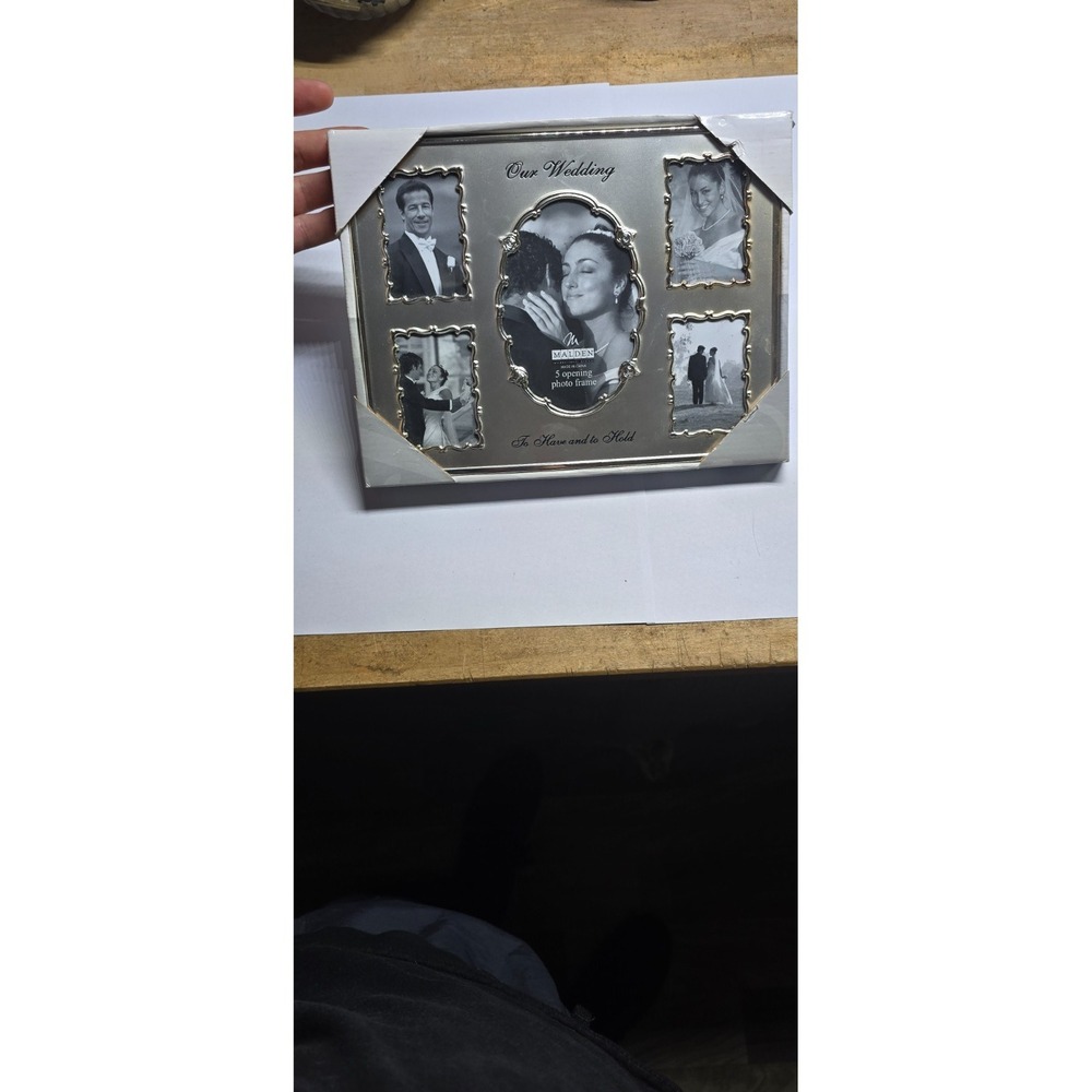 Malden silver-plate Picture Frame Our Wedding To Have and to Hold 5 Openings New